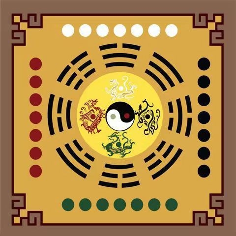 Taoistički meditacijski prostir s Yin Yang, Tai Chi Bagua motivom lotosa