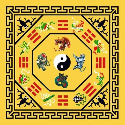 Taoistički meditacijski prostir s Yin Yang, Tai Chi Bagua motivom lotosa