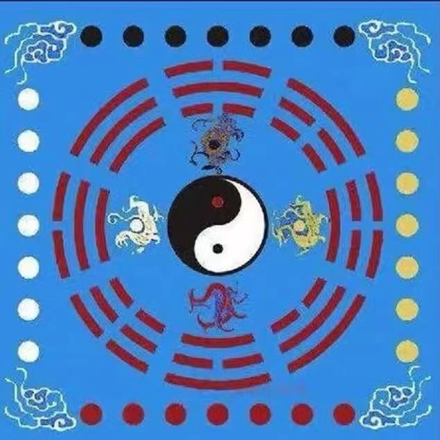 Taoistički meditacijski prostir s Yin Yang, Tai Chi Bagua motivom lotosa