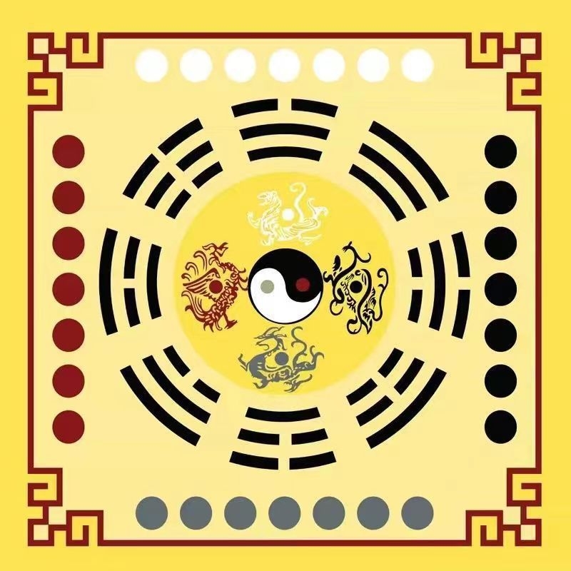 Taoistički meditacijski prostir s Yin Yang, Tai Chi Bagua motivom lotosa