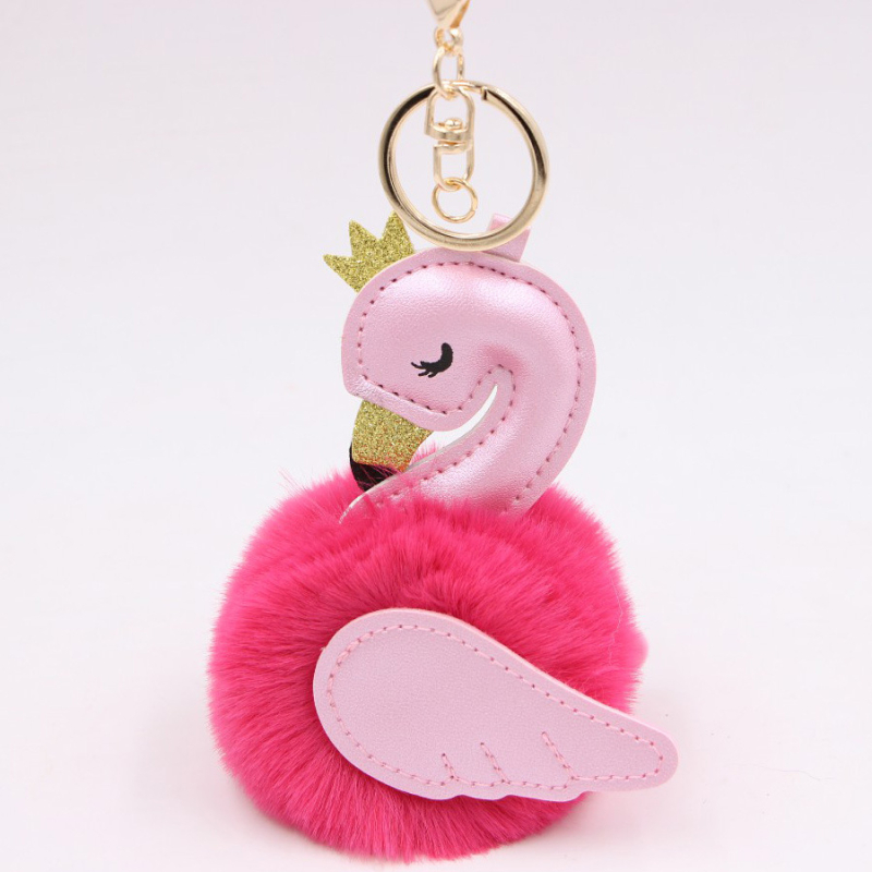 Privjesak za ključeve s plišanim labudom i PU kožom