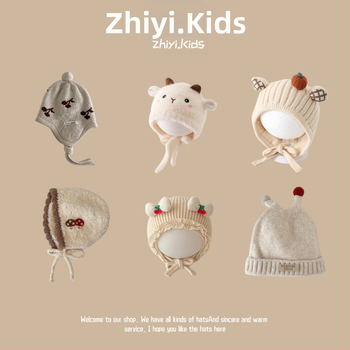 Unisex megztinė kepurė su ausų apsauga kūdikiams ir mažiems vaikams, korėjietiško stiliaus mielas mezginys, žiemos šiluma