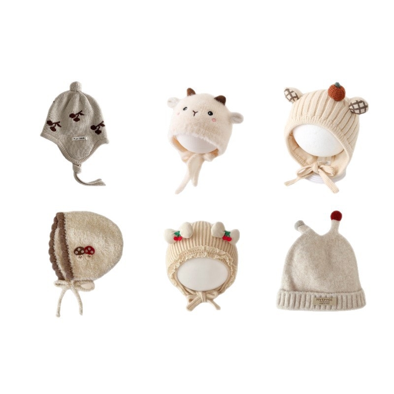 Unisex megztinė kepurė su ausų apsauga kūdikiams ir mažiems vaikams, korėjietiško stiliaus mielas mezginys, žiemos šiluma