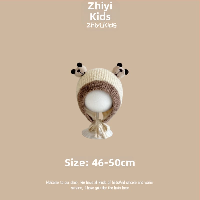 Unisex megztinė kepurė su ausų apsauga kūdikiams ir mažiems vaikams, korėjietiško stiliaus mielas mezginys, žiemos šiluma