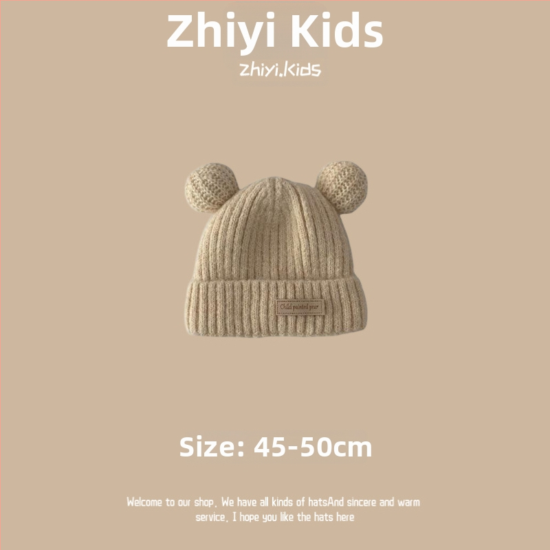 Unisex megztinė kepurė su ausų apsauga kūdikiams ir mažiems vaikams, korėjietiško stiliaus mielas mezginys, žiemos šiluma