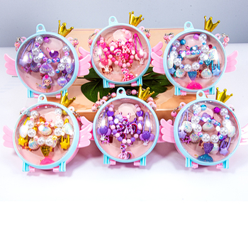 Vaikų kaklo grandinių komplektas su undinėlės pakabuku, angelų sparnais ir Princesių serija – rankų darbo akriliniai papuošalai vaikams, amžius 3–10 metų