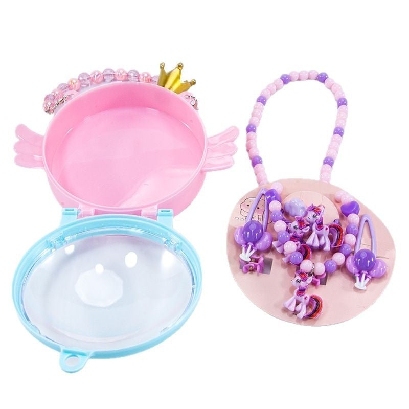 Vaikų kaklo grandinių komplektas su undinėlės pakabuku, angelų sparnais ir Princesių serija – rankų darbo akriliniai papuošalai vaikams, amžius 3–10 metų