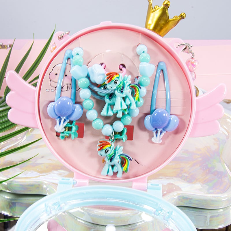 Vaikų kaklo grandinių komplektas su undinėlės pakabuku, angelų sparnais ir Princesių serija – rankų darbo akriliniai papuošalai vaikams, amžius 3–10 metų