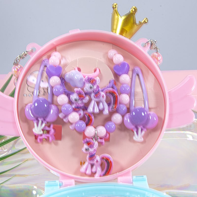 Vaikų kaklo grandinių komplektas su undinėlės pakabuku, angelų sparnais ir Princesių serija – rankų darbo akriliniai papuošalai vaikams, amžius 3–10 metų