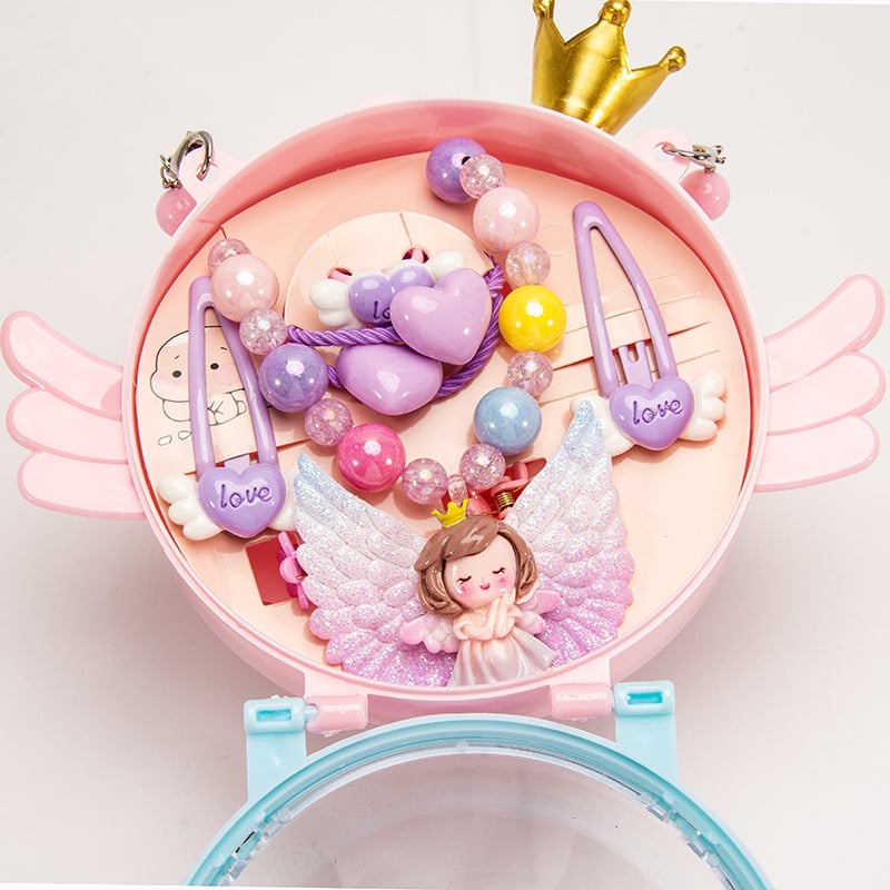 Vaikų kaklo grandinių komplektas su undinėlės pakabuku, angelų sparnais ir Princesių serija – rankų darbo akriliniai papuošalai vaikams, amžius 3–10 metų