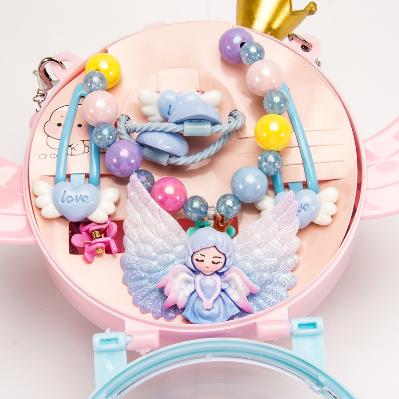 Vaikų kaklo grandinių komplektas su undinėlės pakabuku, angelų sparnais ir Princesių serija – rankų darbo akriliniai papuošalai vaikams, amžius 3–10 metų