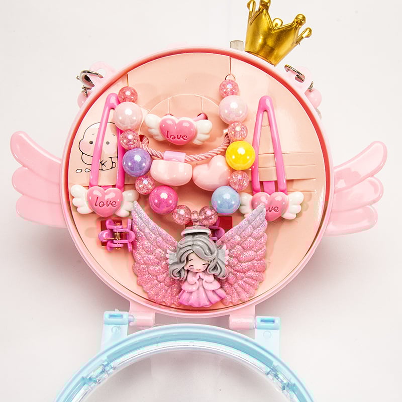 Vaikų kaklo grandinių komplektas su undinėlės pakabuku, angelų sparnais ir Princesių serija – rankų darbo akriliniai papuošalai vaikams, amžius 3–10 metų