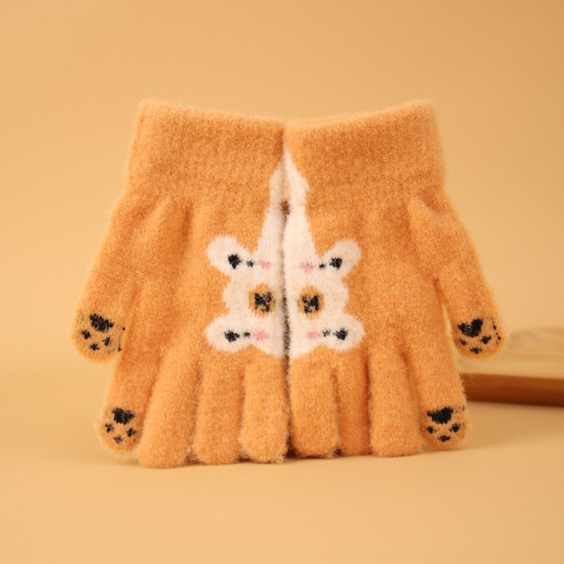 Bērnu ziemas cimdi no mohair, adīti Jacquard, silti, universāli, karikatūras lācis