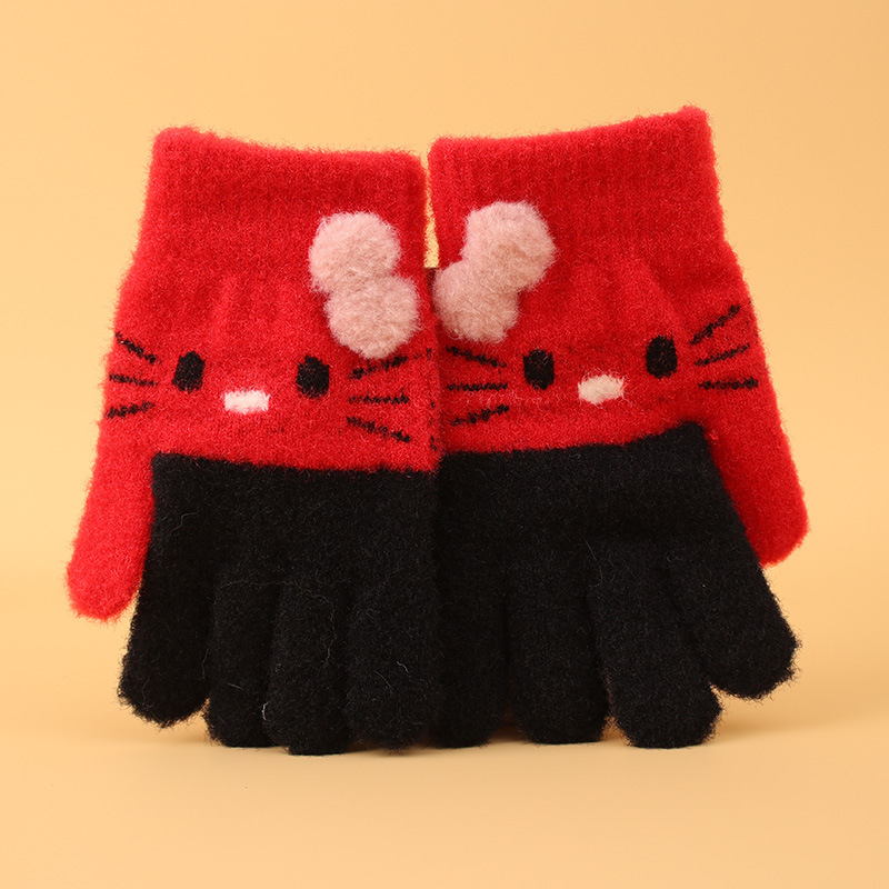 Bērnu ziemas cimdi no mohair, adīti Jacquard, silti, universāli, karikatūras lācis