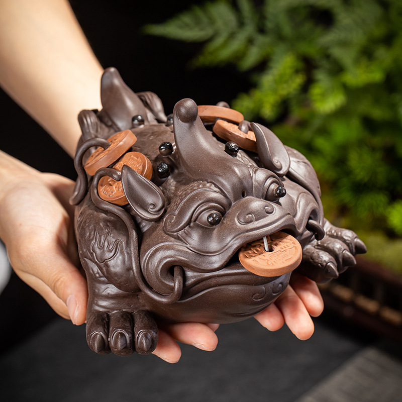 Tea pet figūrėlių rinkinys iš smėlio molio, retro stilius, aukšta kokybė, įtraukiami toad, Pixiu, Sun Wukong ir drakono vėžlys