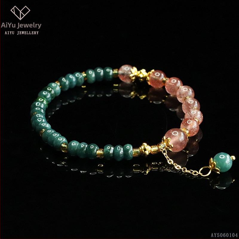 Гривна от син воден нефрит с абакусови мъниета, DIY дизайн, ръчно плетена, етно стил