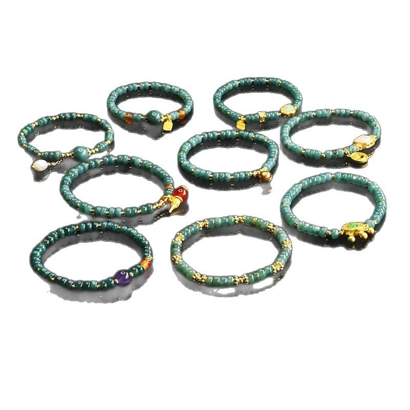 Kék víz jade abakusz gyöngyökből álló karkötő, DIY dizájn, kézzel kötött, etnikai stílus