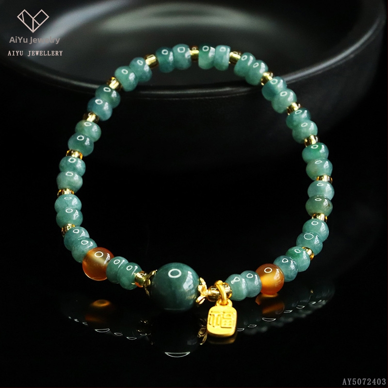 Kék víz jade abakusz gyöngyökből álló karkötő, DIY dizájn, kézzel kötött, etnikai stílus