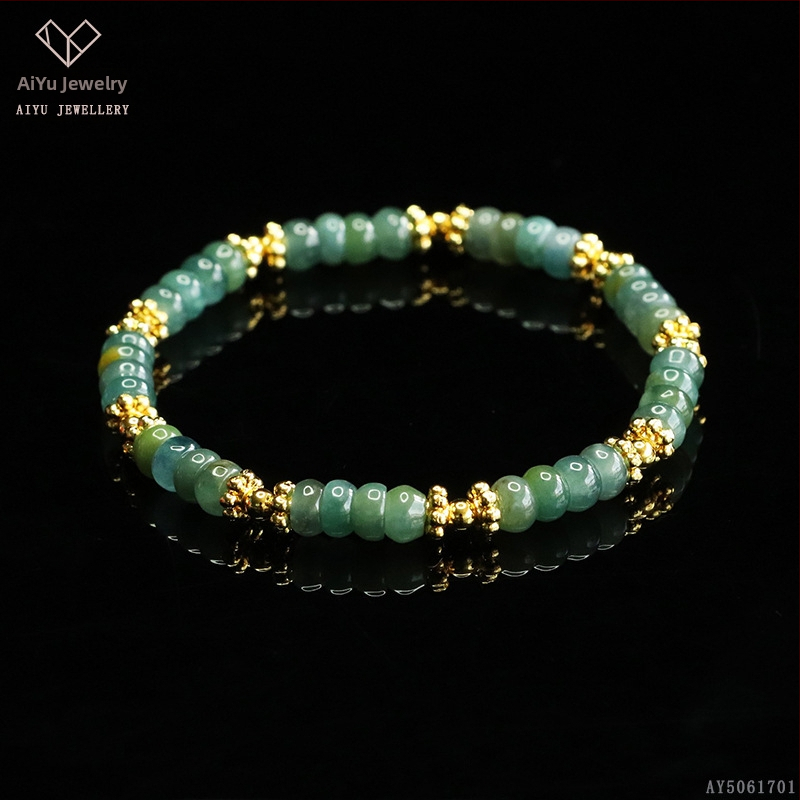 Kék víz jade abakusz gyöngyökből álló karkötő, DIY dizájn, kézzel kötött, etnikai stílus