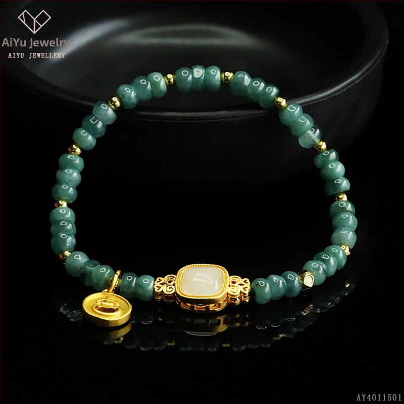 Kék víz jade abakusz gyöngyökből álló karkötő, DIY dizájn, kézzel kötött, etnikai stílus