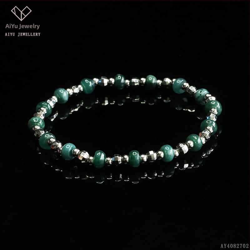 Kék víz jade abakusz gyöngyökből álló karkötő, DIY dizájn, kézzel kötött, etnikai stílus
