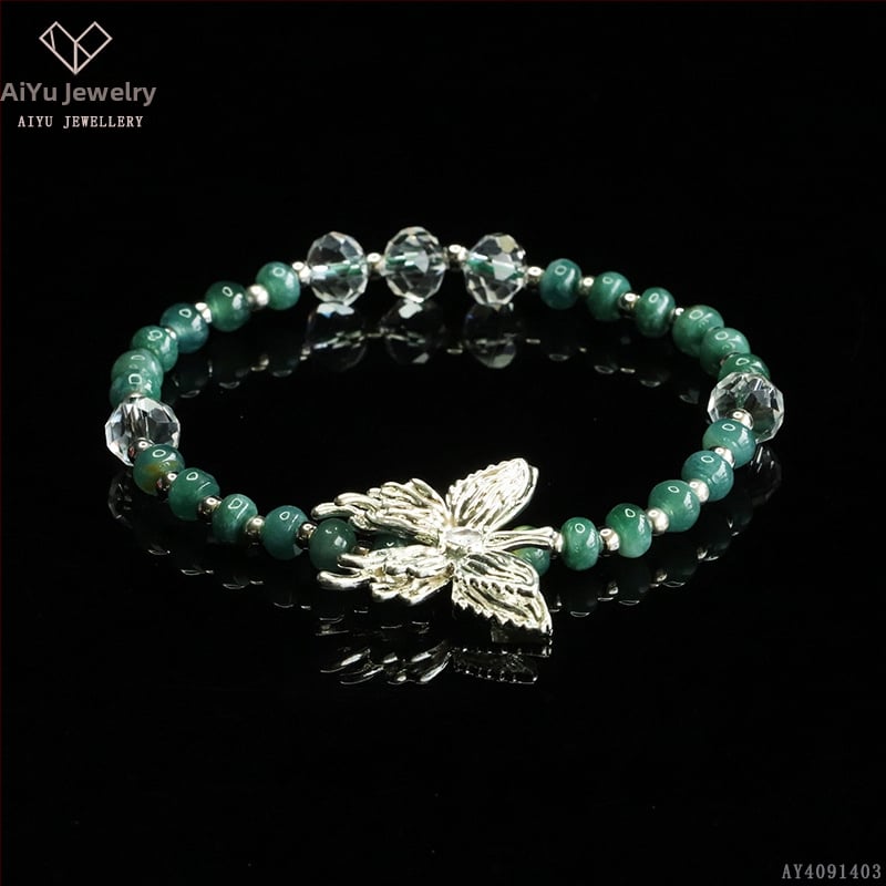 Kék víz jade abakusz gyöngyökből álló karkötő, DIY dizájn, kézzel kötött, etnikai stílus