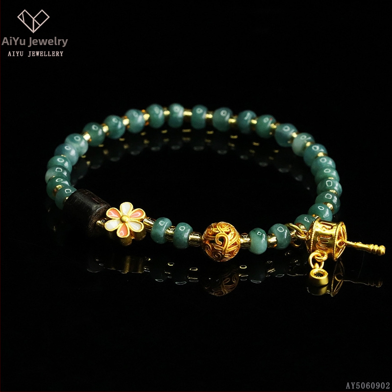 Kék víz jade abakusz gyöngyökből álló karkötő, DIY dizájn, kézzel kötött, etnikai stílus