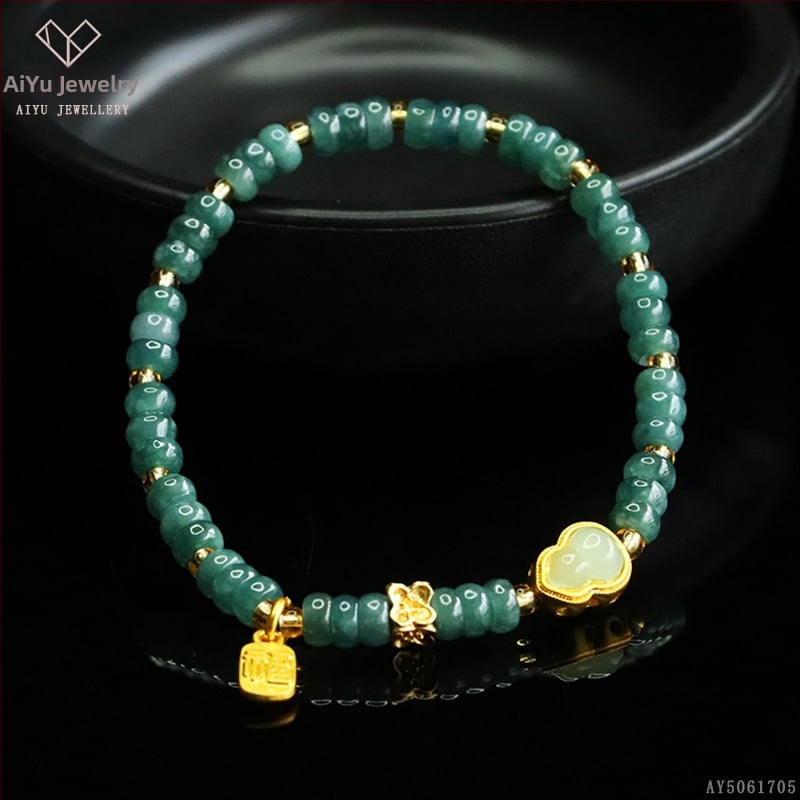 Kék víz jade abakusz gyöngyökből álló karkötő, DIY dizájn, kézzel kötött, etnikai stílus