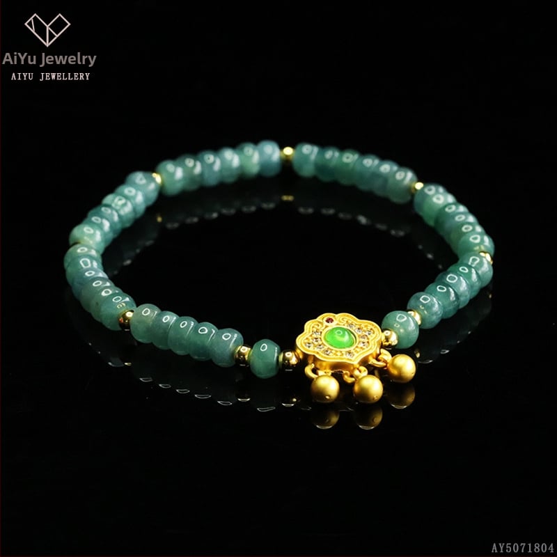 Kék víz jade abakusz gyöngyökből álló karkötő, DIY dizájn, kézzel kötött, etnikai stílus