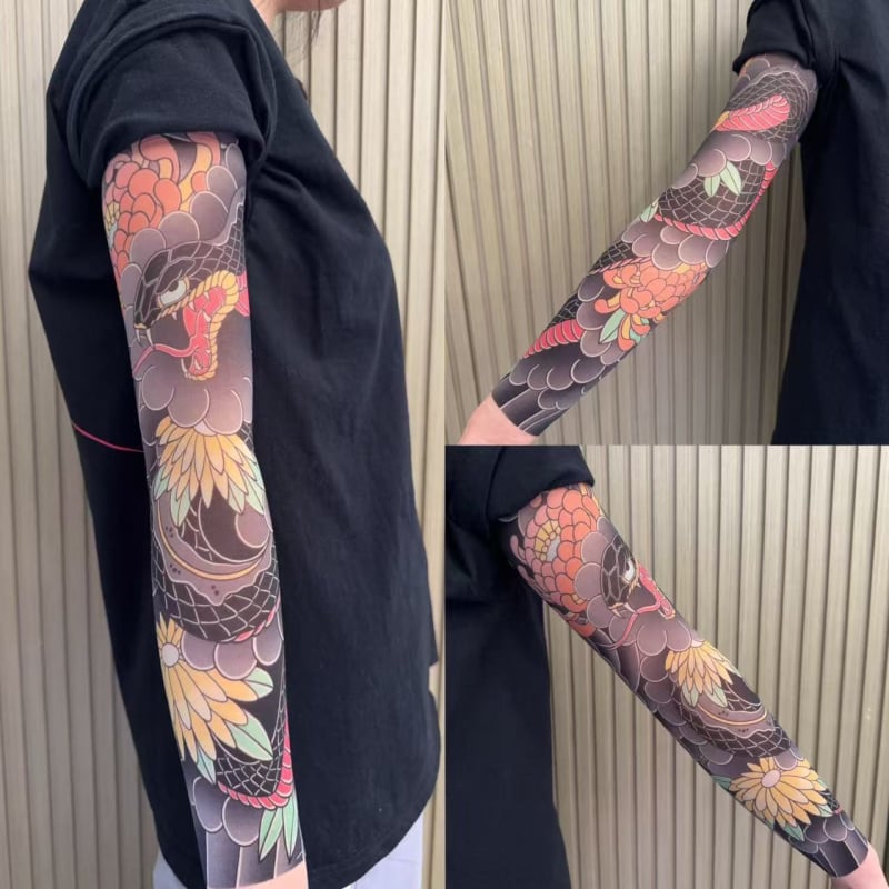 Ултратънък безшевен охлаждащ ръкав за ръка с флорални мотиви, UV защита, унисекс (найлон, 71–80% основна тъкан, оригинален дизайн, пролет 2025)