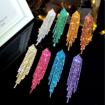 Ilgi kutai auskarai su rhinestones, geometrinė forma, nerūdijančio plieno ausies smeigtukai, įstatytais diamantais