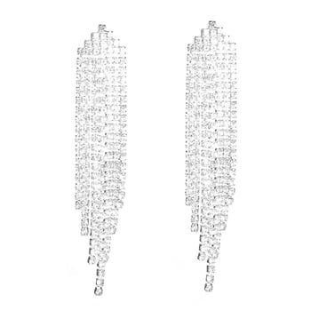 Ilgi kutai auskarai su rhinestones, geometrinė forma, nerūdijančio plieno ausies smeigtukai, įstatytais diamantais