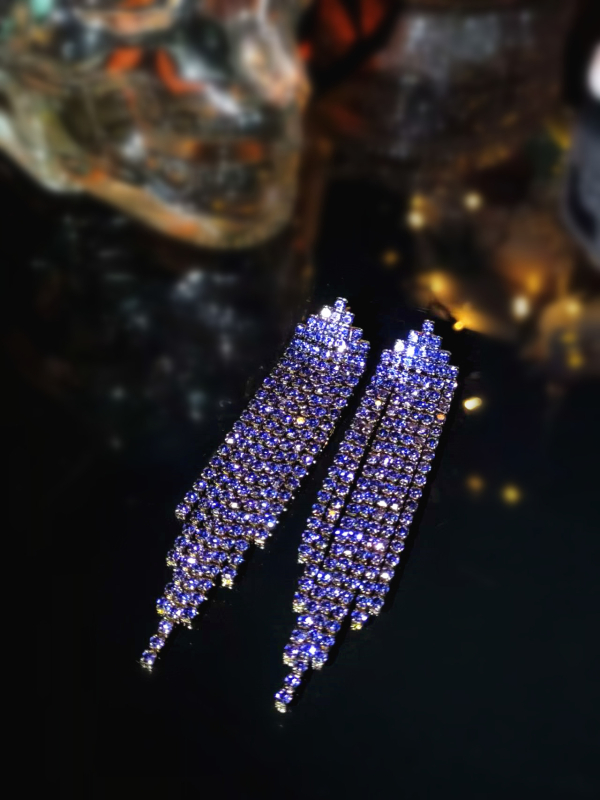 Ilgi kutai auskarai su rhinestones, geometrinė forma, nerūdijančio plieno ausies smeigtukai, įstatytais diamantais