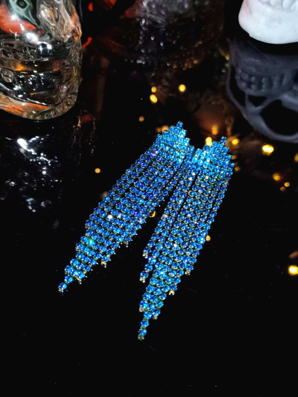 Ilgi kutai auskarai su rhinestones, geometrinė forma, nerūdijančio plieno ausies smeigtukai, įstatytais diamantais