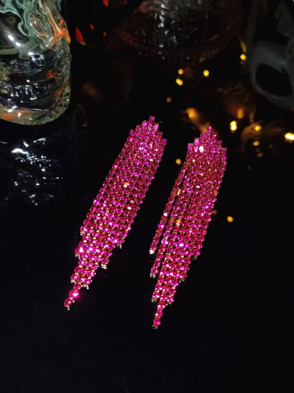 Ilgi kutai auskarai su rhinestones, geometrinė forma, nerūdijančio plieno ausies smeigtukai, įstatytais diamantais