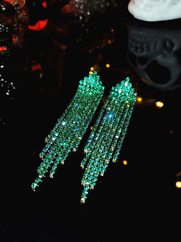 Ilgi kutai auskarai su rhinestones, geometrinė forma, nerūdijančio plieno ausies smeigtukai, įstatytais diamantais