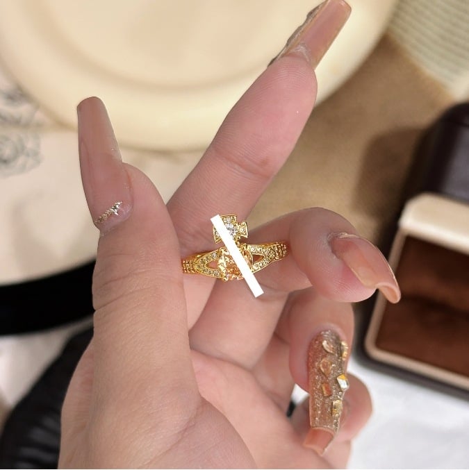 Atviras žiedas su Saturno planetos motyvu, varis, elektroplakavimas, moterų mada, pavasaris 2025 leidimas