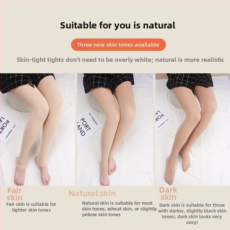 Čarape-hlače s fleeceom za jesen-zimu, s nogama, podizanje stražnjice, nevidljive ispod odjeće, poliester