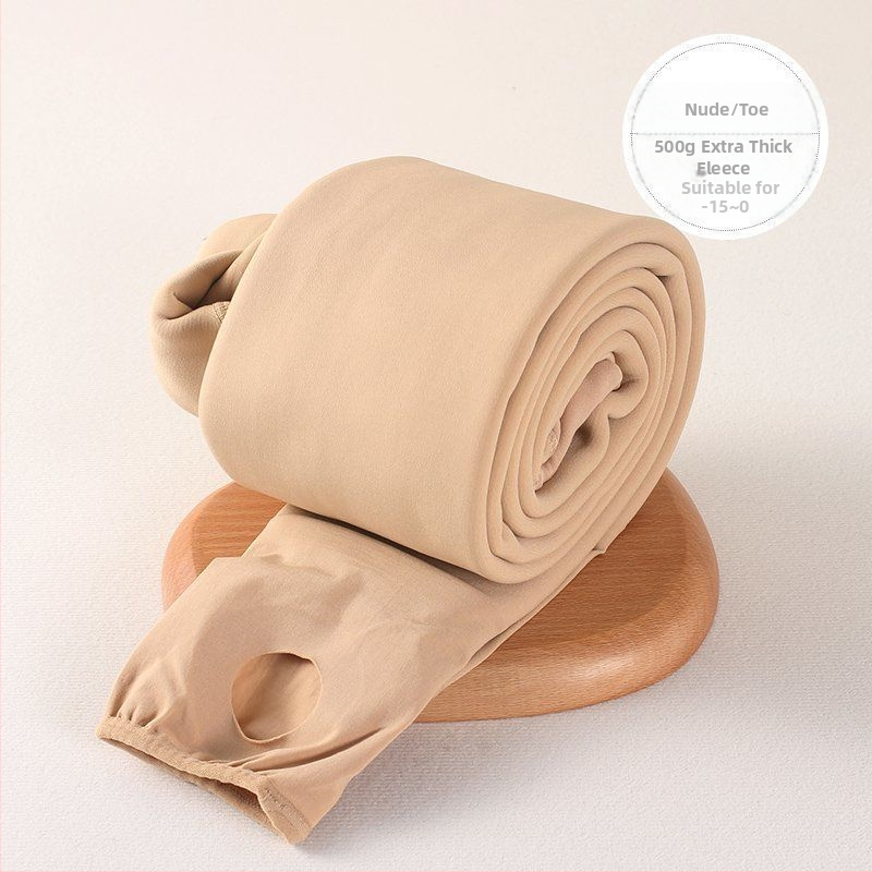 Čarape-hlače s fleeceom za jesen-zimu, s nogama, podizanje stražnjice, nevidljive ispod odjeće, poliester