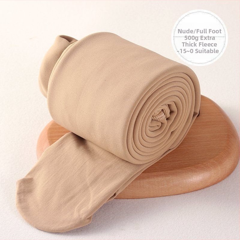 Čarape-hlače s fleeceom za jesen-zimu, s nogama, podizanje stražnjice, nevidljive ispod odjeće, poliester