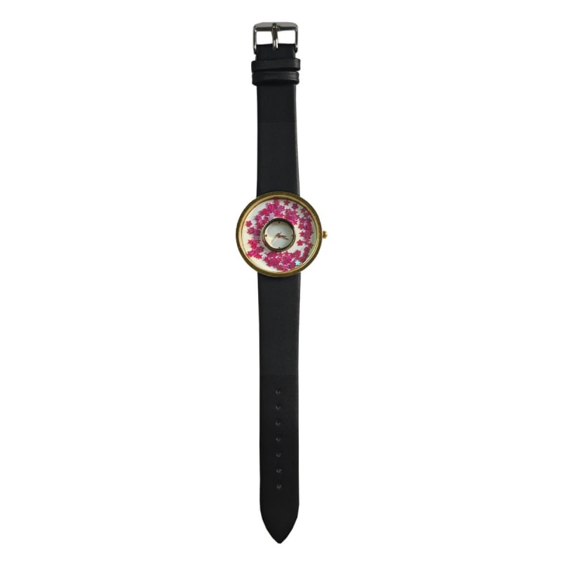 Moteriškas kvarcinis laikrodis su odine juosta, apvaliu spindinčiu cifernalu, Seagull Z618 mechanizmas, cinko lydinio korpusas, nėra atsparus vandeniui