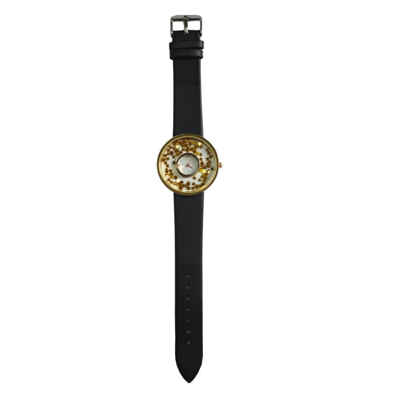 Moteriškas kvarcinis laikrodis su odine juosta, apvaliu spindinčiu cifernalu, Seagull Z618 mechanizmas, cinko lydinio korpusas, nėra atsparus vandeniui