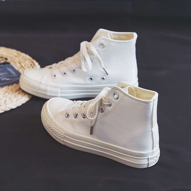 Ženske platnene tenisice s srednjom visinom gornje strane, gumom potplatom, pamukom podstavom i vezicama