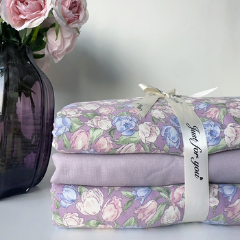 Pastoralni stil četverodijelni set posteljine od 100% pamuka, twill tkanina, reactive print, biljni cvjetni uzorak, 60 vlakana