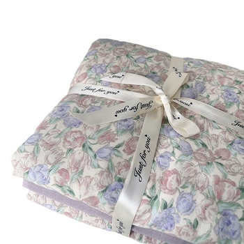Pastoralni stil četverodijelni set posteljine od 100% pamuka, twill tkanina, reactive print, biljni cvjetni uzorak, 60 vlakana