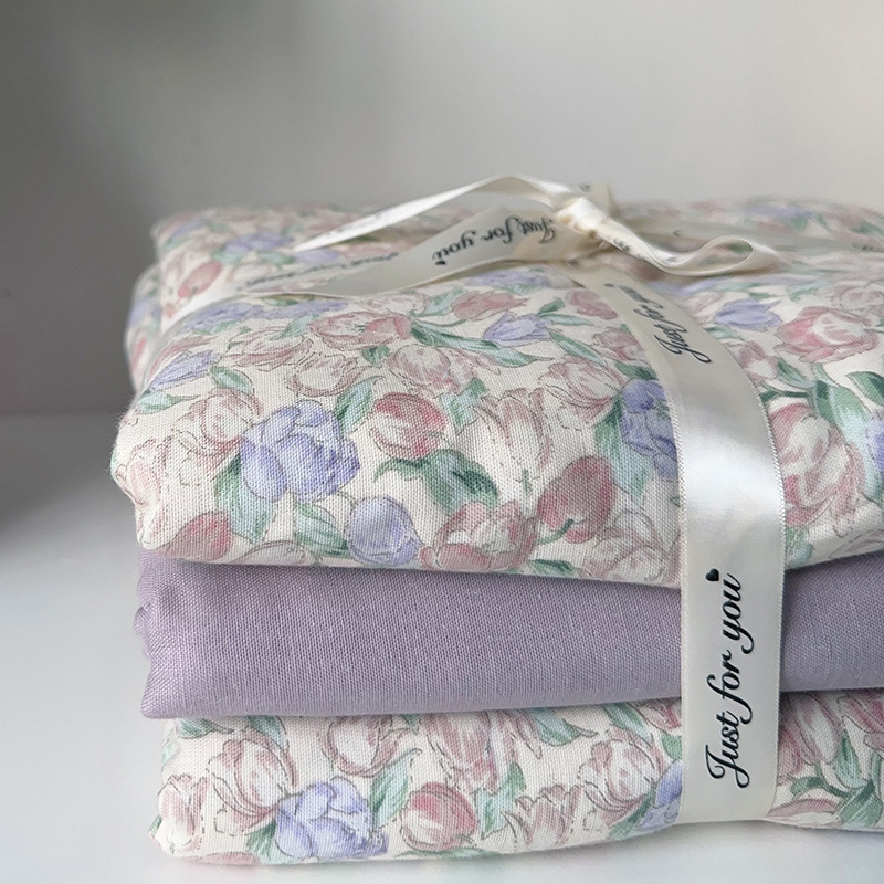 Pastoralni stil četverodijelni set posteljine od 100% pamuka, twill tkanina, reactive print, biljni cvjetni uzorak, 60 vlakana