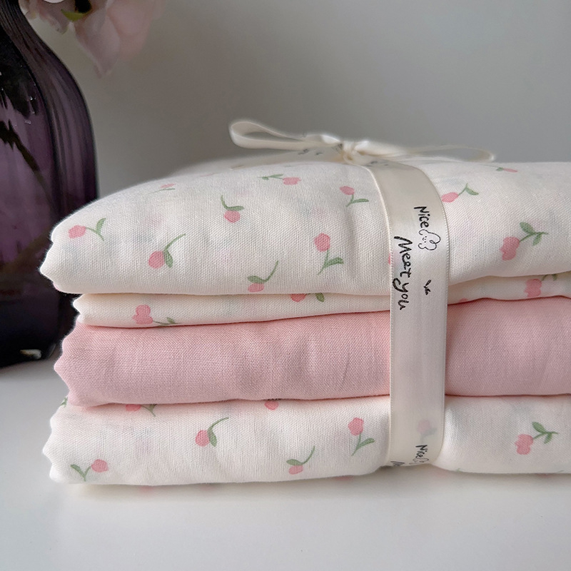 Pastoralni stil četverodijelni set posteljine od 100% pamuka, twill tkanina, reactive print, biljni cvjetni uzorak, 60 vlakana