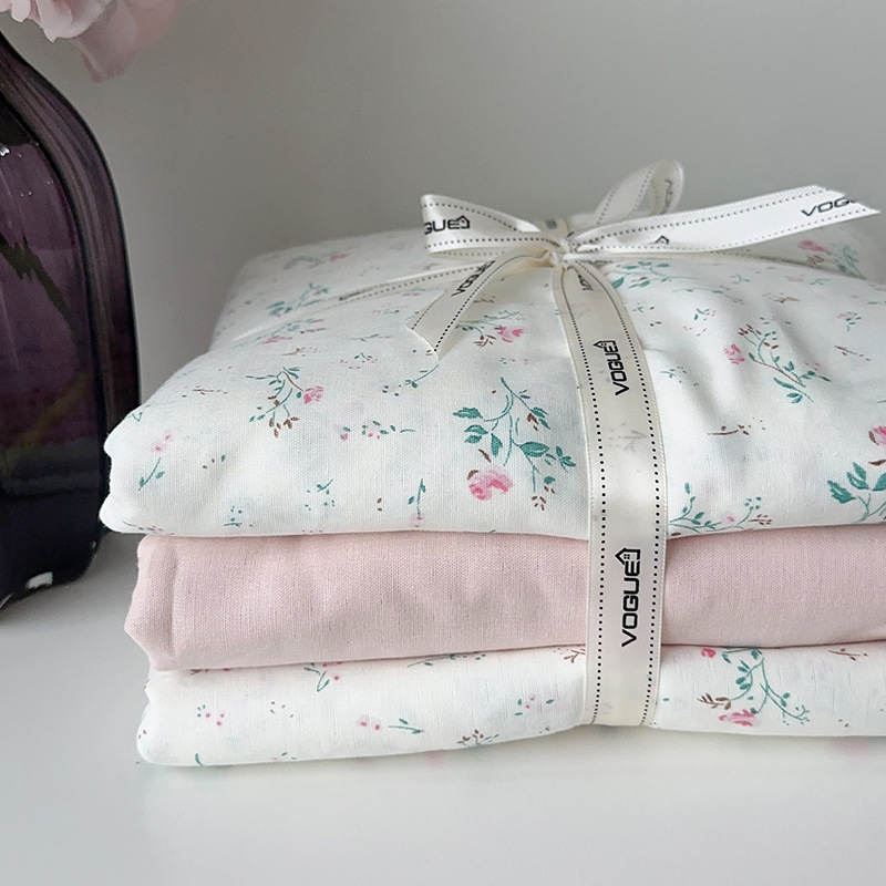Pastoralni stil četverodijelni set posteljine od 100% pamuka, twill tkanina, reactive print, biljni cvjetni uzorak, 60 vlakana