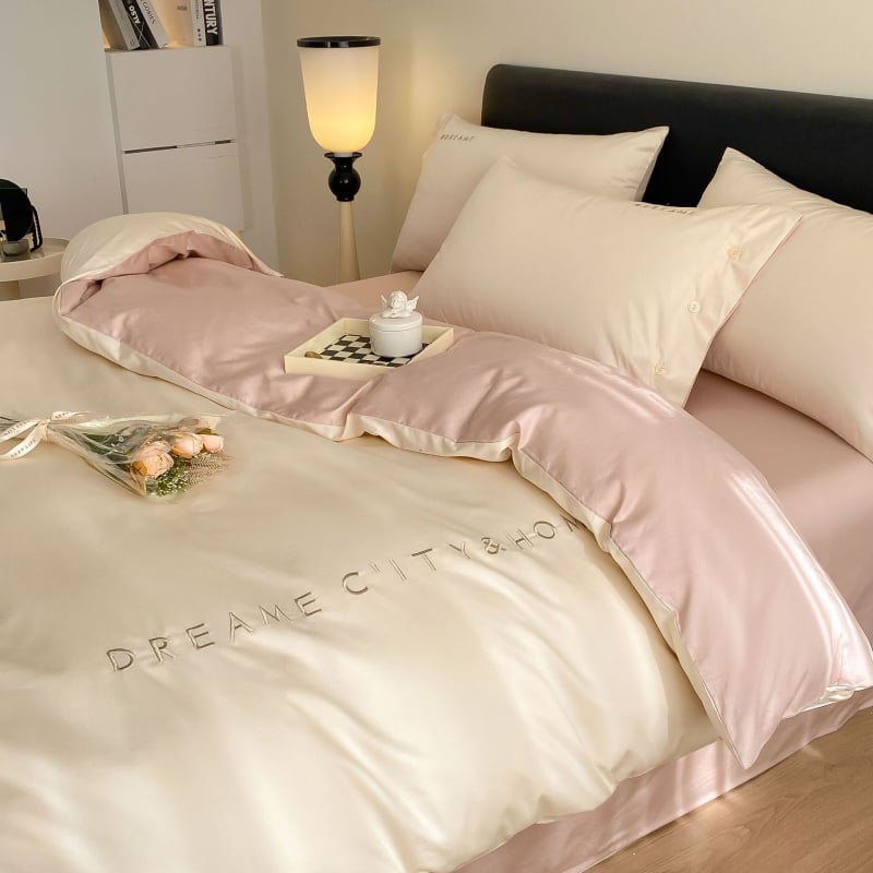 Light Luxury 120 siūlų ilgos medvilnės lovos komplektas, keturi gabalai, siuvinėjama Twill audinys, reaktyvus dažymas, svoris 2000–2500 g