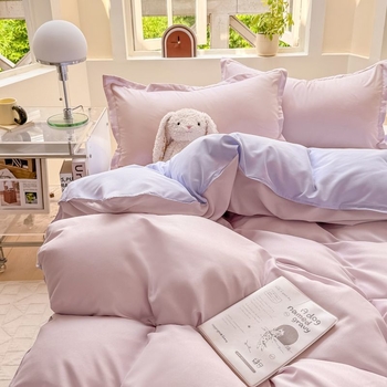 Dygsniuotos patalynės komplektas su antklodės užvalkalu ir paklode, paprastas stilius, reaktyvus dažymas, 100% medvilnė, studentų bendrabutyje